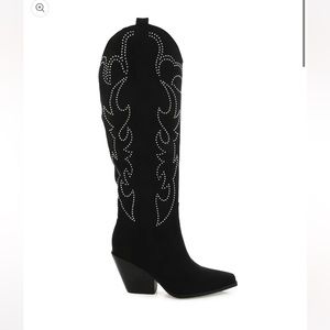 Suede Studded Cowboy Boots